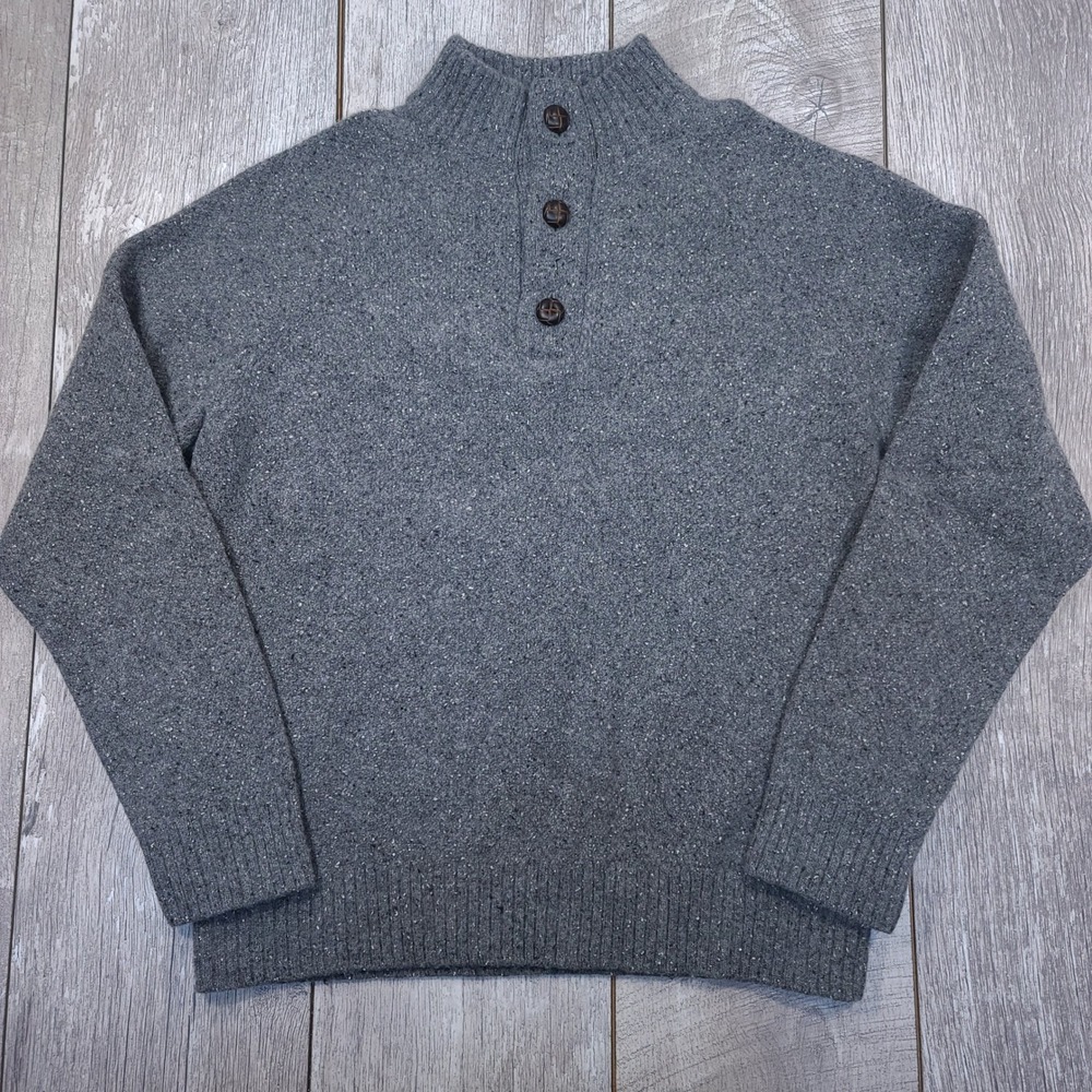 UNTUCKit Gordonne Sweater Mens Large Grey Lambswool Blend Mock Neck